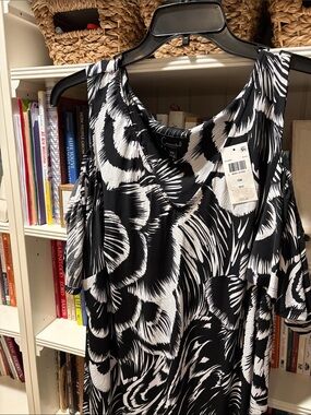 Maxi Connected Apparel Black & White off the Shoulder Dress. Pair with jacket
